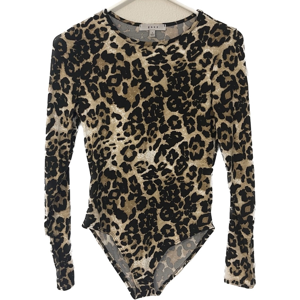 gaze || leopard mock neck bodysuit Size S 255